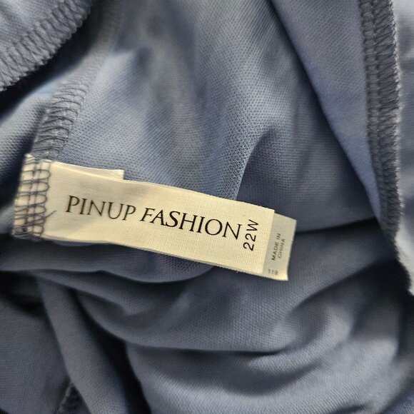 Pinup Womens Formal Plus Size 22W Blue Chiffon Mother Of The Bride Dress - Picture 10 of 16